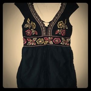 Charlotte Russe BoHo Embroidered Cap Sleeve Top